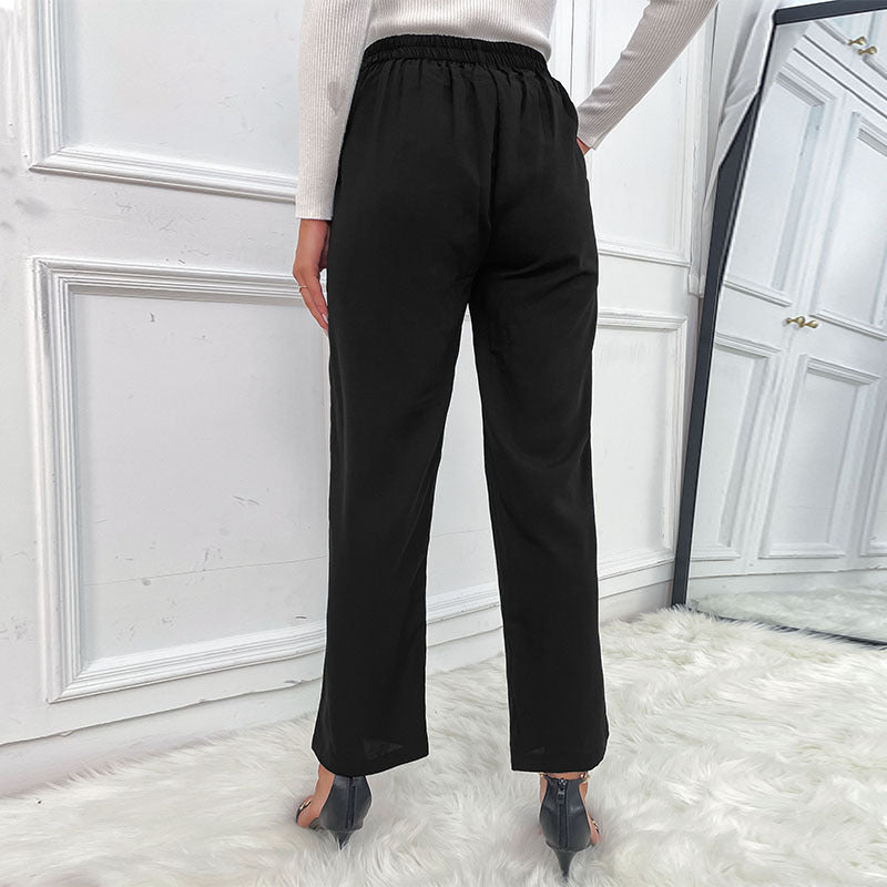 Pants Female Solid Color Black Nine Minute Micro Cropped Pants Female