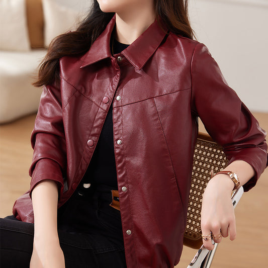 New Women's Shirt Short Leather Coat Spring And Autumn Version Loose And Thin Network Celebrity Jacket