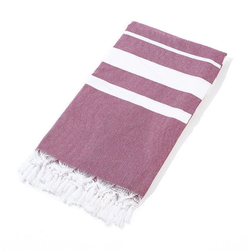 New Turkish Color Bath Towel Tassel Striped Yarn-Dyed Beach Towel Cotton Children's Towel Can Be Customized