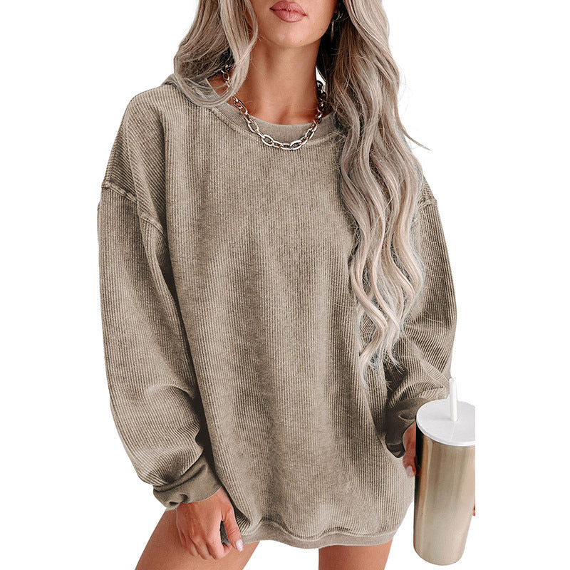 Casual Oversize Solid Color Pullover Woman New Screw Knit Long Sleeve Hoodie Woman In Autumn And Winter