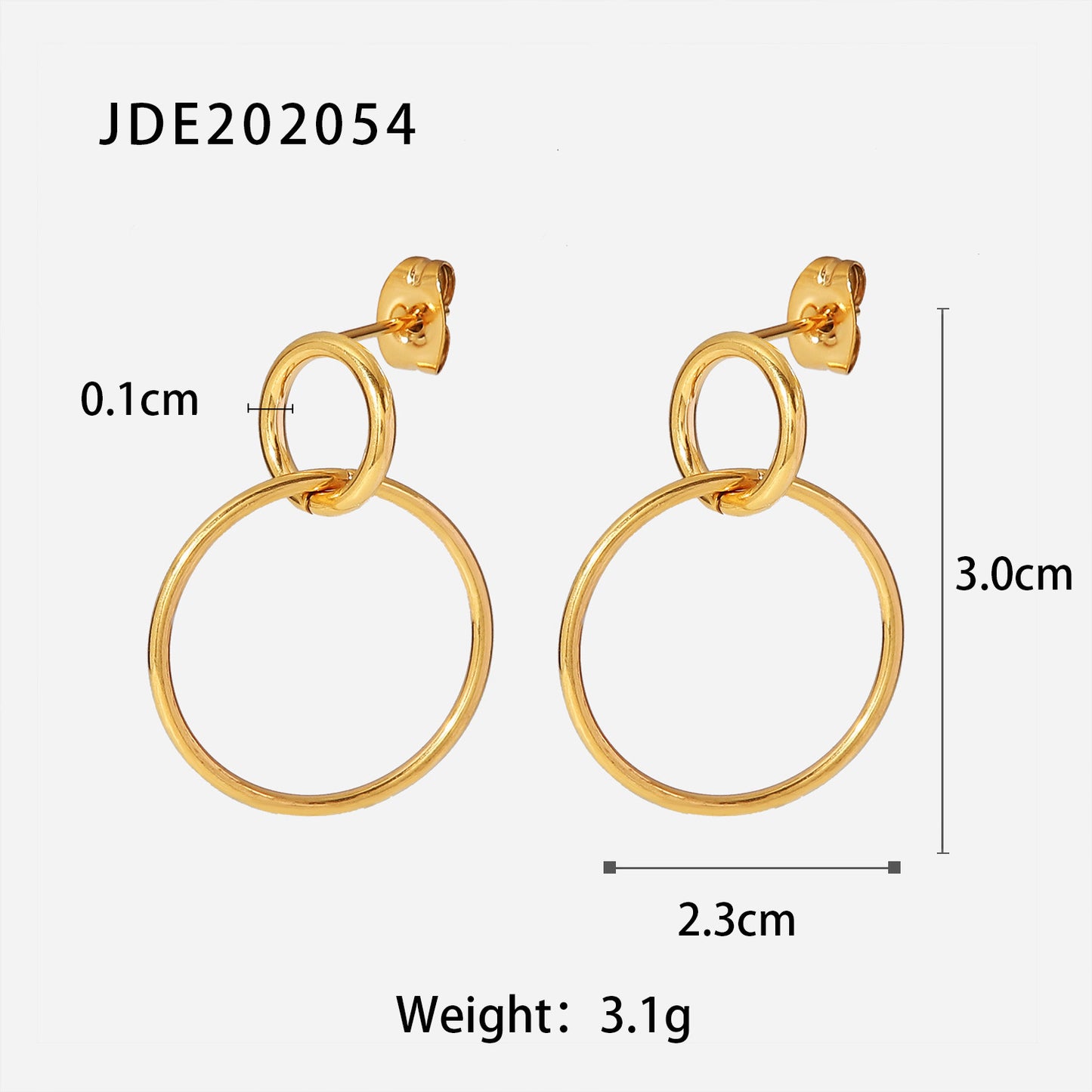 5pcs New 18K Gold Stainless Steel Earrings Fashion Style Hollow Ring Pendant Earrings Women's Titanium Steel Jewelry