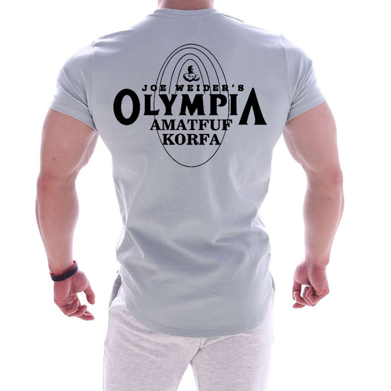 Outdoor Sports Quick Dry Round Neck T-Shirt Large Size Printed Men Short Sleeve Loose Running Fitness