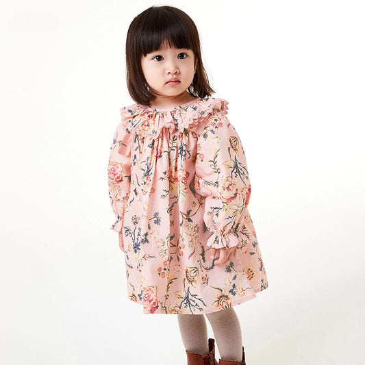 Autumn Girls Skirt Printed Children's Princess Skirt New Long-Sleeved Girls' Dress