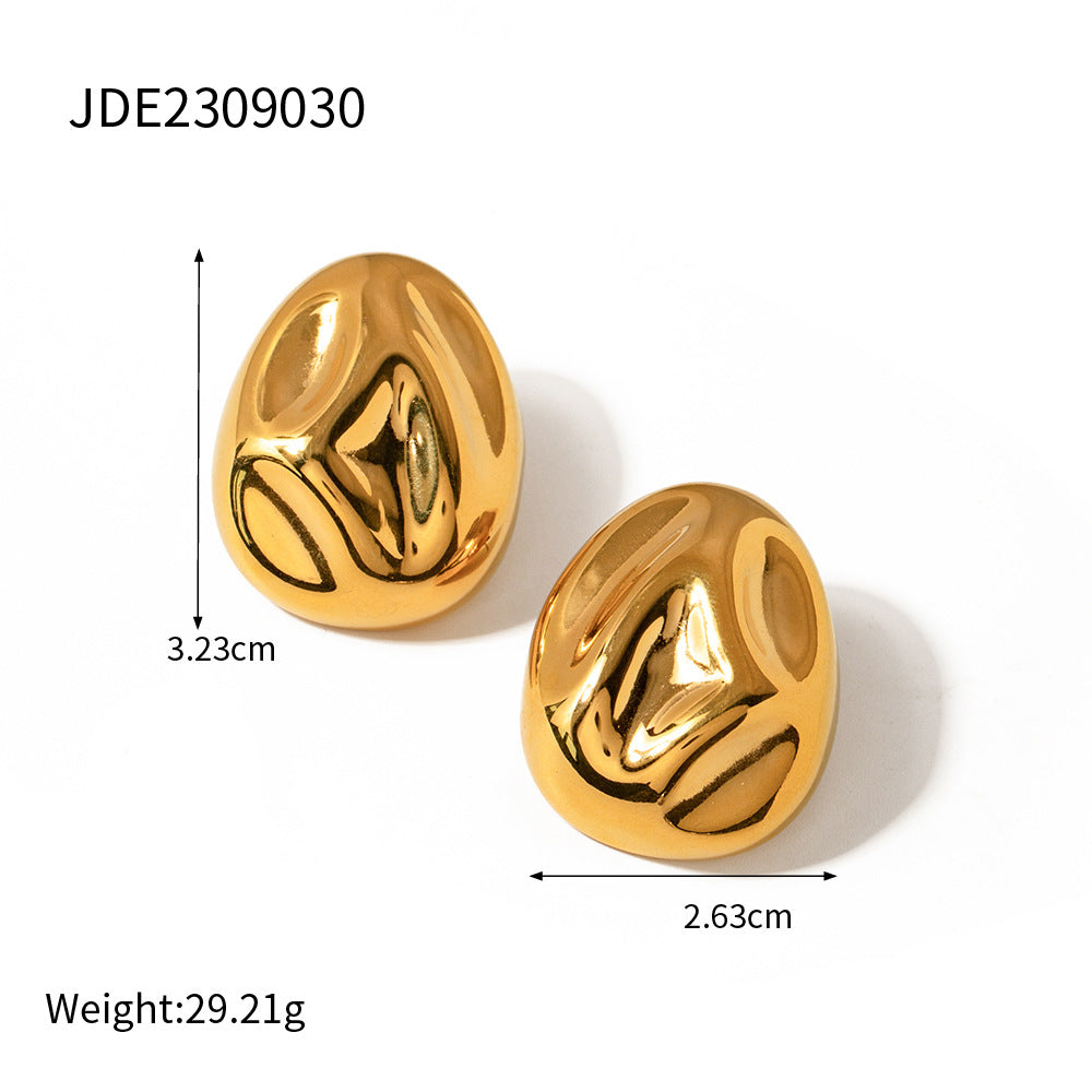 5pcs Compact Gold Stud Earrings Stylish Personality 18K Gold Stainless Steel Lava Sag Earrings