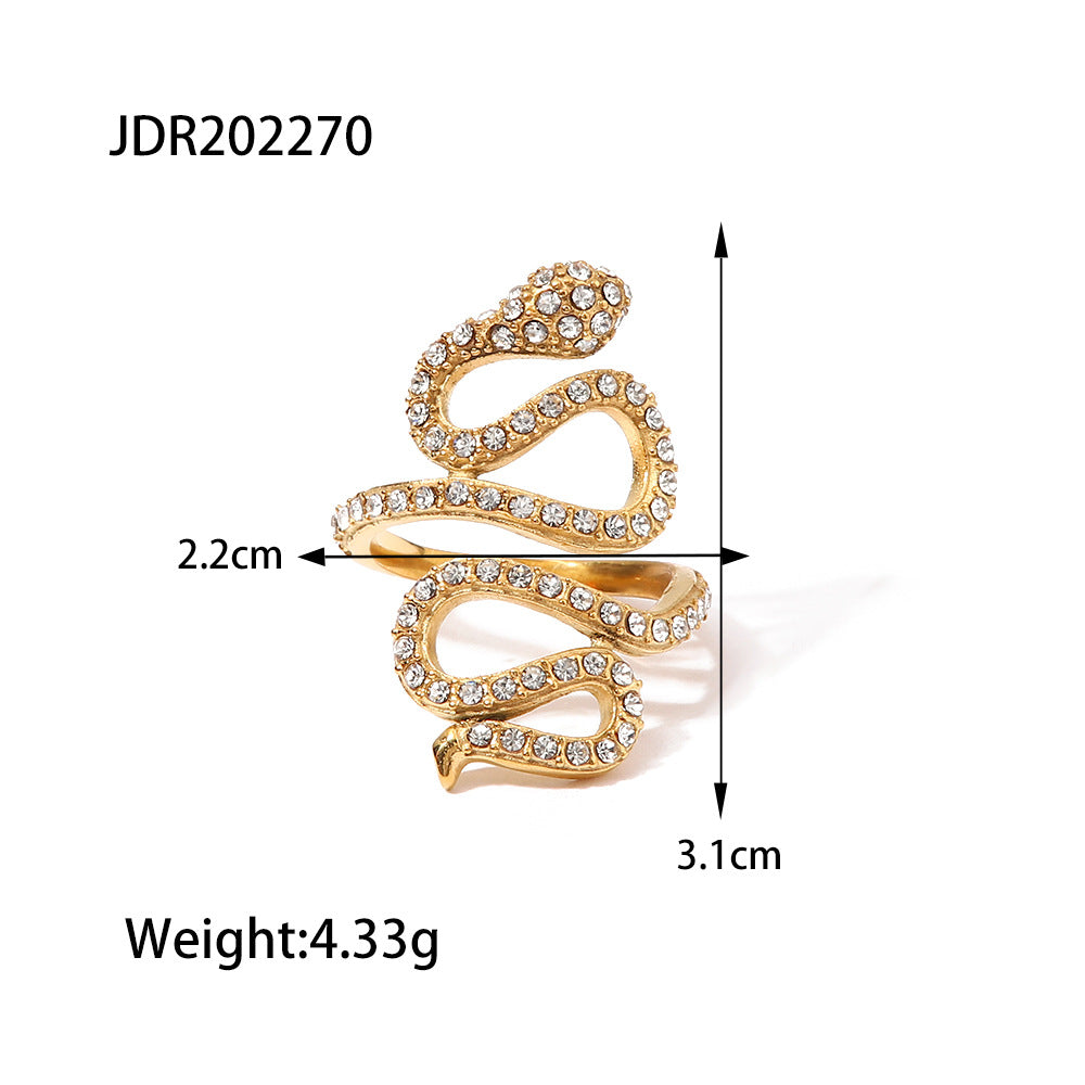 5pcs Combination 18K Gold Plated Stainless Steel Snake-Shaped Earrings Does Not Fade Jewelry