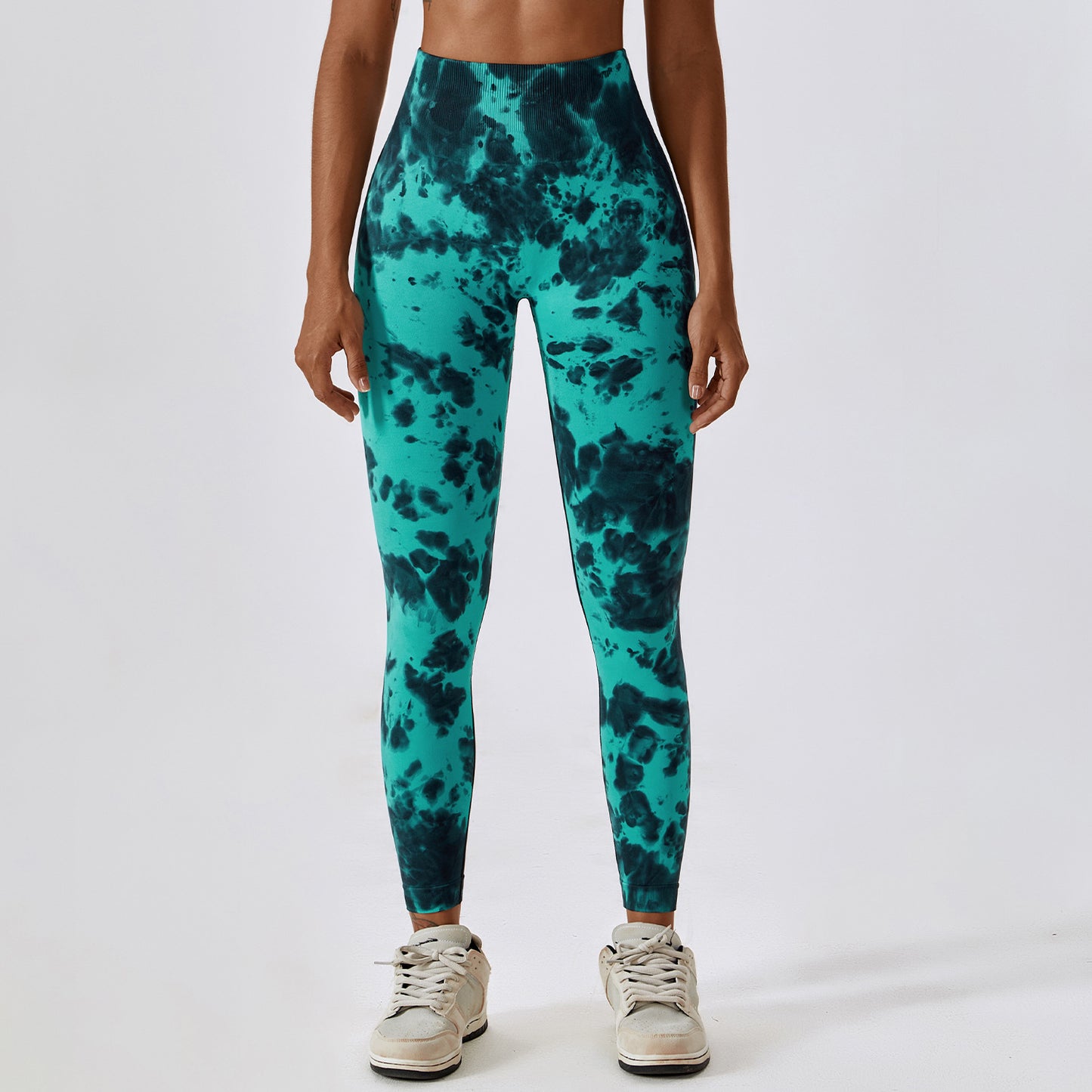 Tie-Dye Seamless High-Waisted Yoga Pants Peach Hip Lift Fitness Pants Running Sports Tight Pants