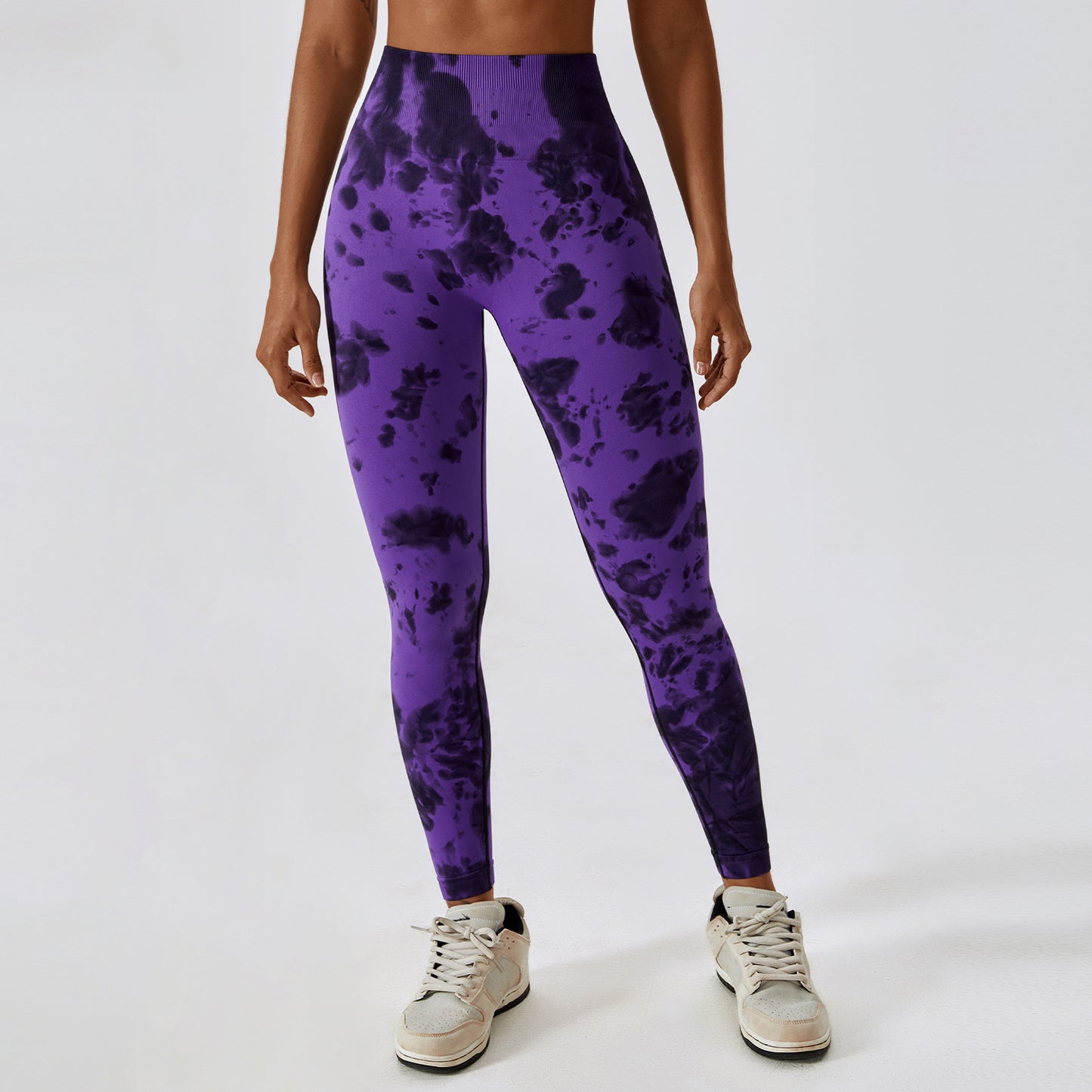 Tie-Dye Seamless High-Waisted Yoga Pants Peach Hip Lift Fitness Pants Running Sports Tight Pants