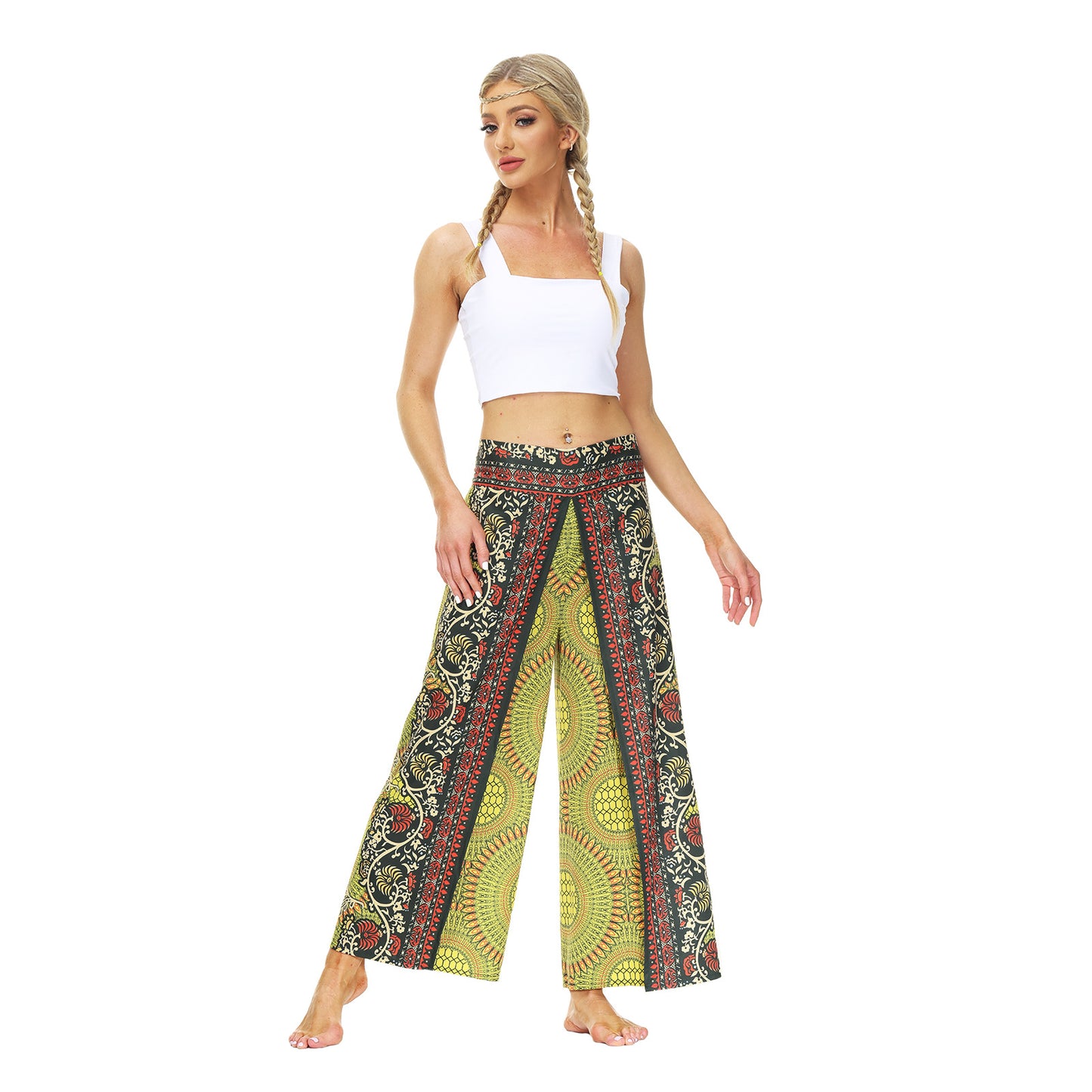 Digital Print Split Slacks Slacks Slacks Sports Yoga Pants Women's High-Waisted Wide-Leg Pants