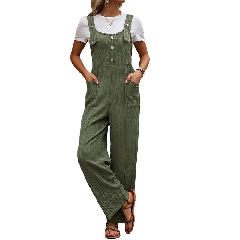 Women's Casual Texture Pants Summer New Loose Pleated One-Piece Overalls