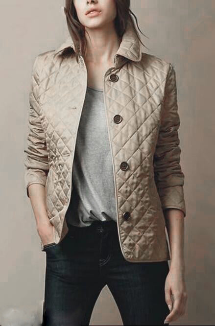 Popular Fashion Temperament Lapel Single-Breasted Slim-Fit Warm Spun Cotton Jacket