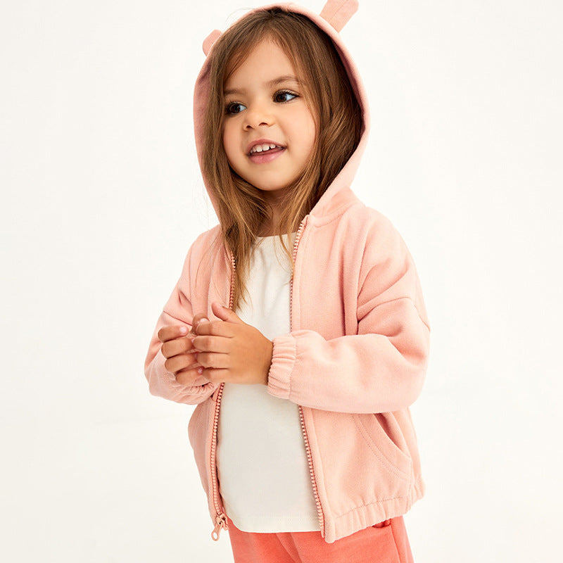 Fall Kids Set Cotton Girls Hooded Hoodie Cute Girls Set