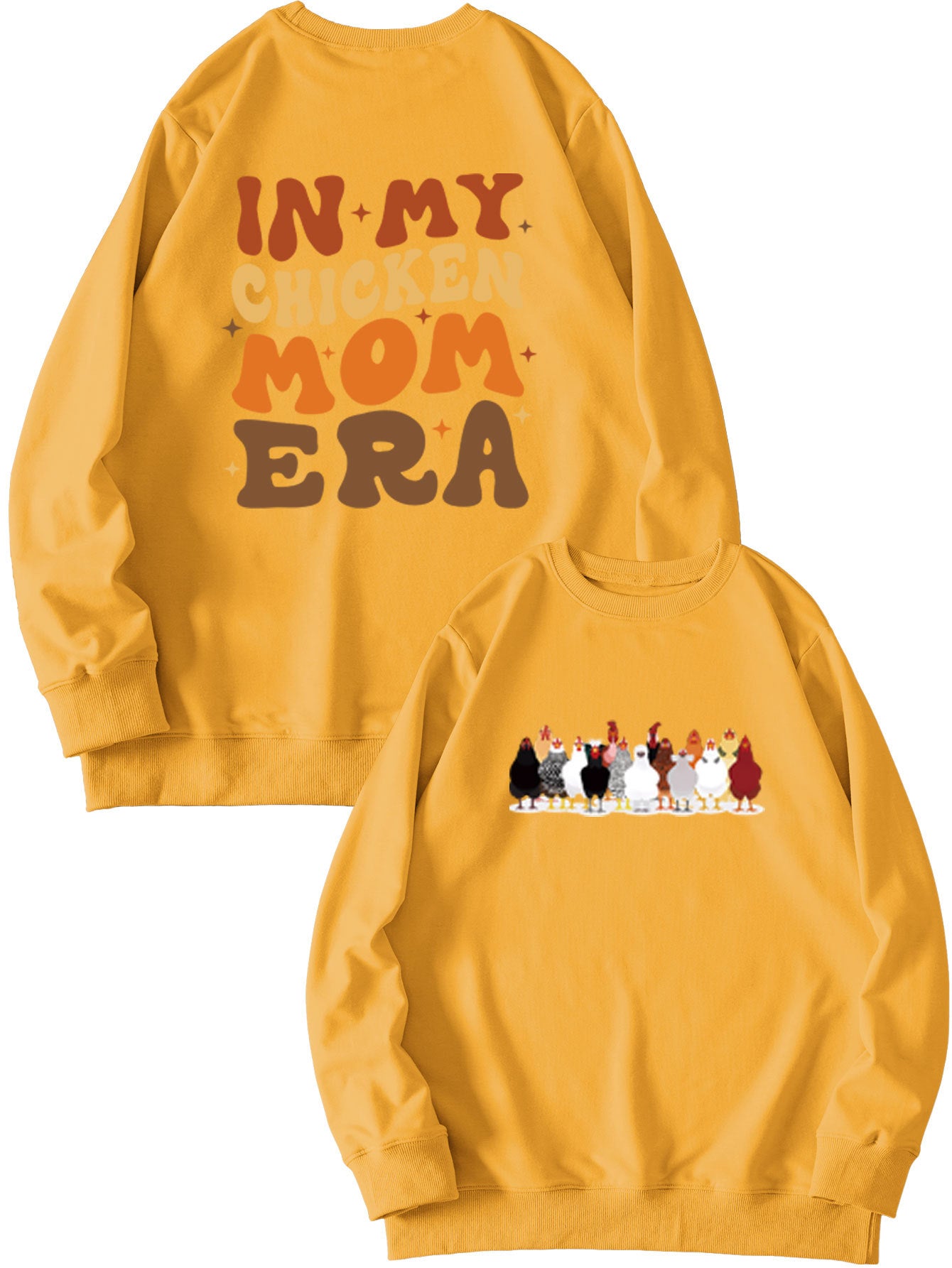 In My Chicken Mom Era Autumn Leisure Fun Double-Sided Printed Hoodie Pullover Long Sleeves