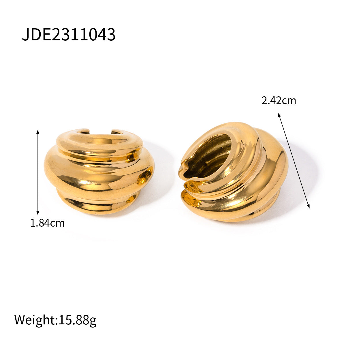 5pcs Minimalist Geometry Series 18K Gold Stainless Steel C Ring Ear Clip Small Non-Fade Jewelry