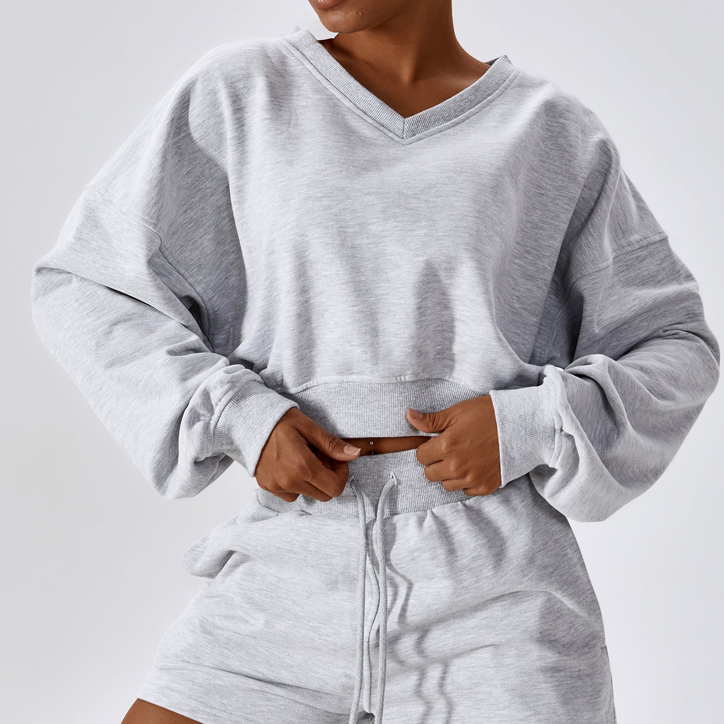 Loose Long-Sleeved Sports Hoodie Outdoor Warm V-Neck Cover All Casual Hoodie Top