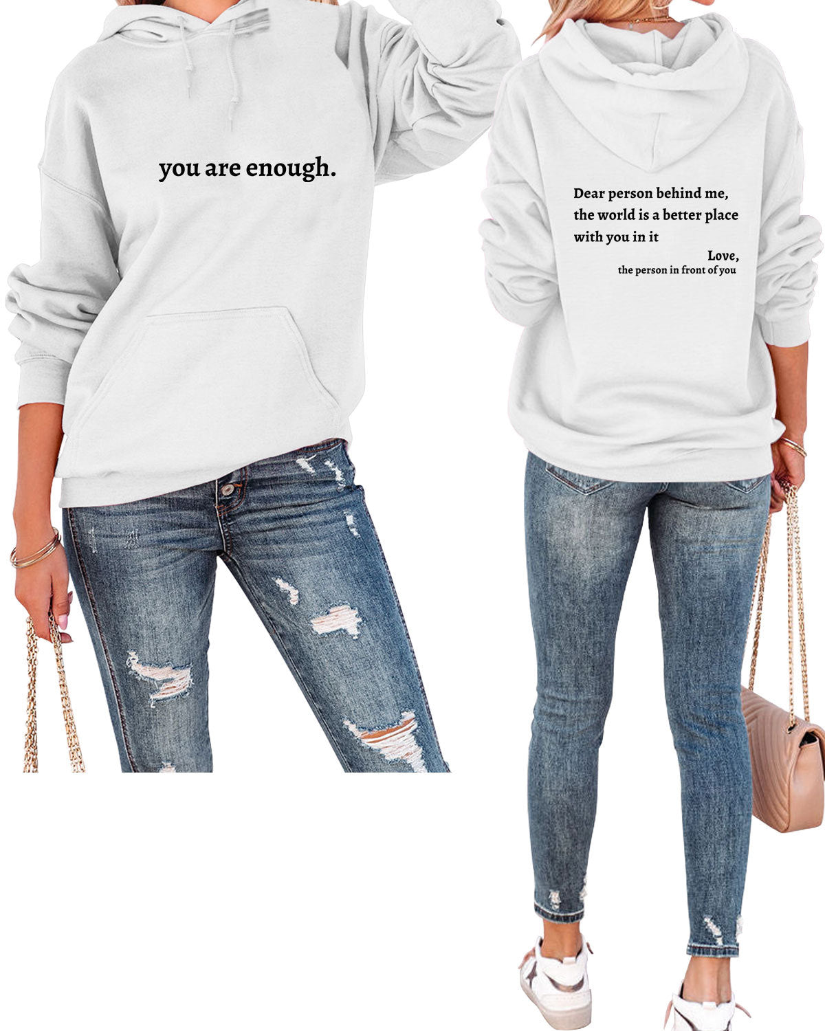 Dear Person Behind Me Simple Letter Print Casual Fashion Long-Sleeved Hooded Clothing