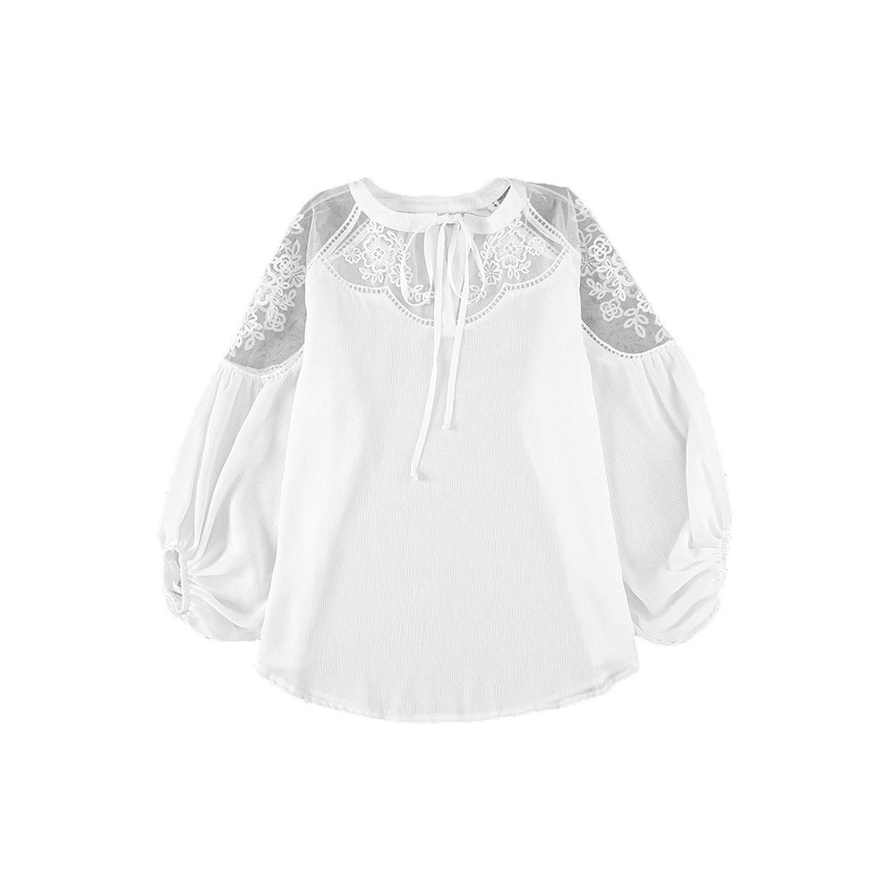 New Sexy V-Neck Lace Shirt Chiffon Shirt