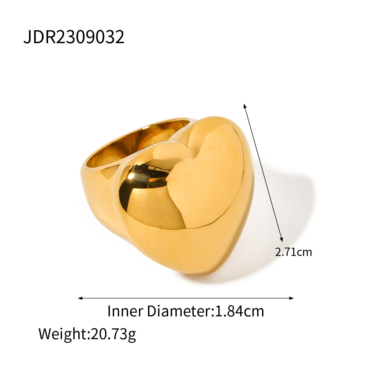 5pcs Tide Cold Titanium Steel 18K Gold Stainless Steel Chubby Love Shaped Ring Female Niche Design