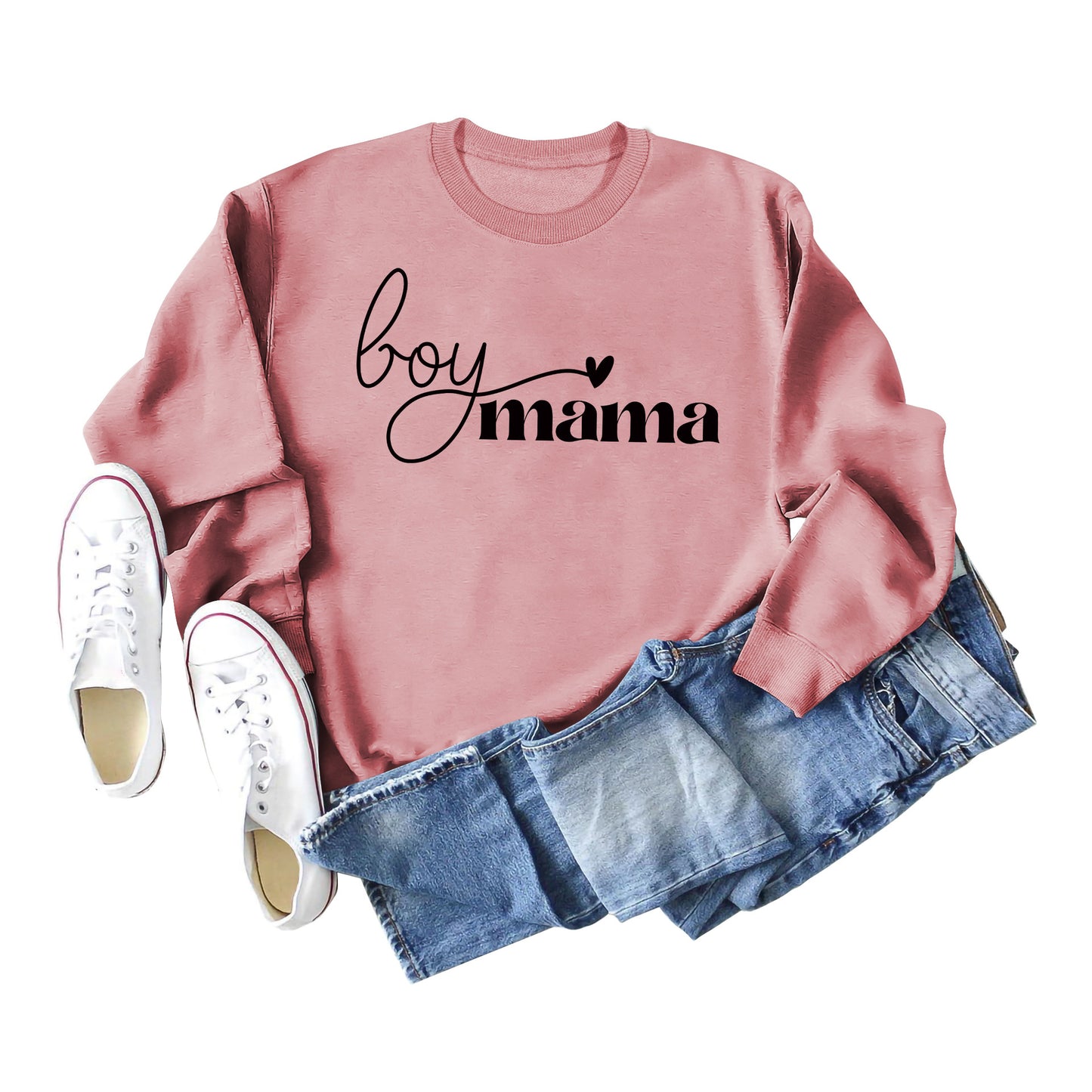 Boy Mama Simple Letters Ladies Fall Winter Hoodie Long Sleeves