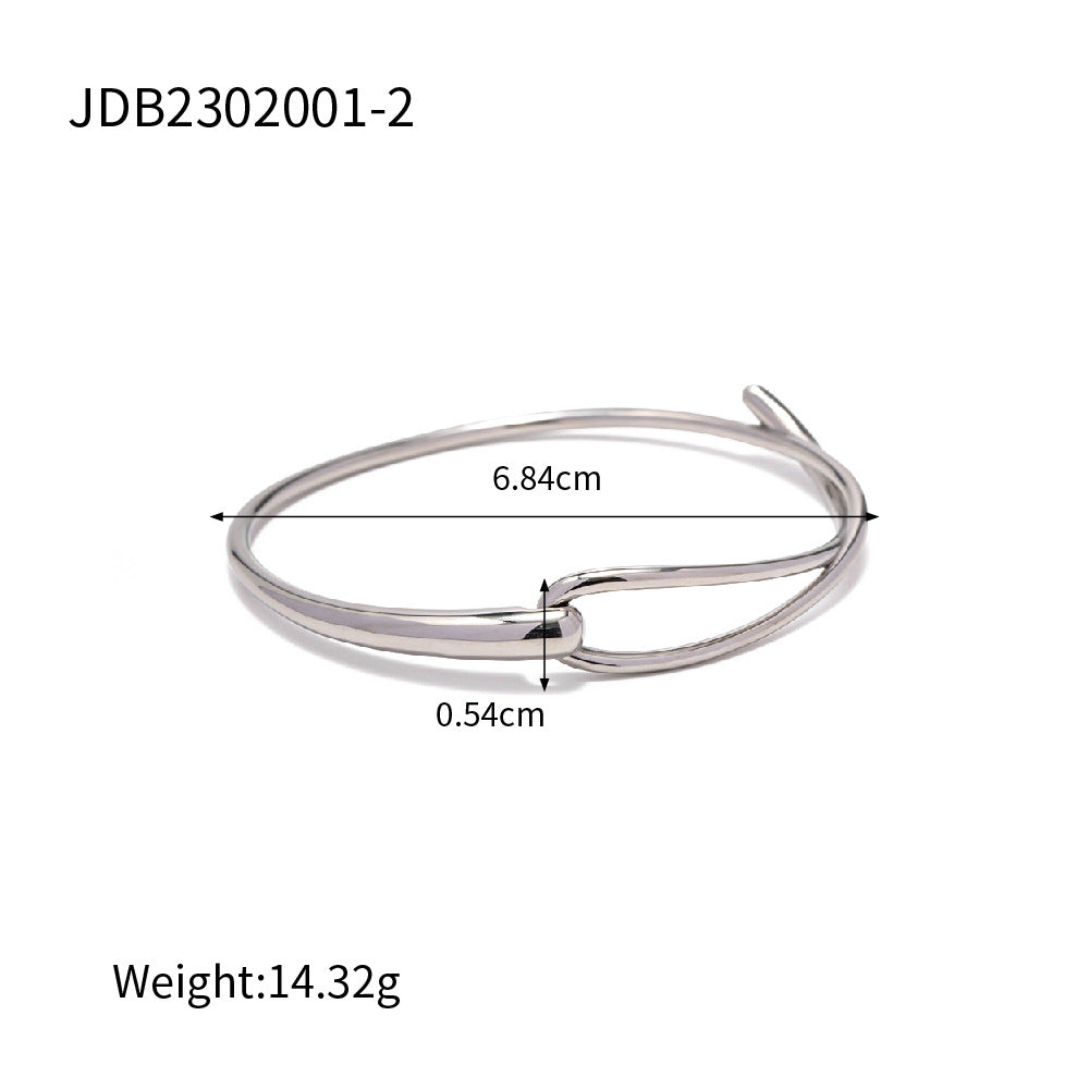 5pcs Fashion Style Design Simple Steel Color Stainless Steel Bracelet Hand Jewelry Electroplated Women's Hand Jewelry