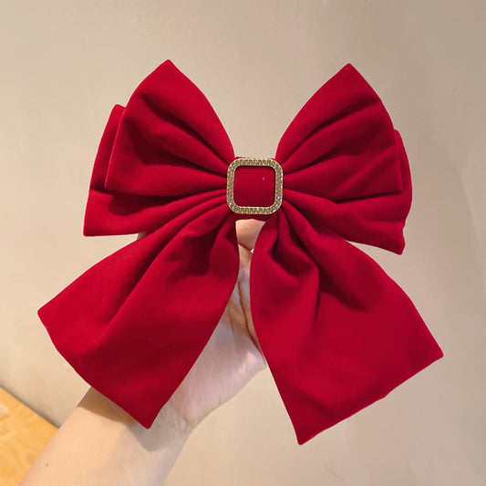 New Velvet Big Bow Hair Clip Back Head Hair Accessories Toasting Female Autumn