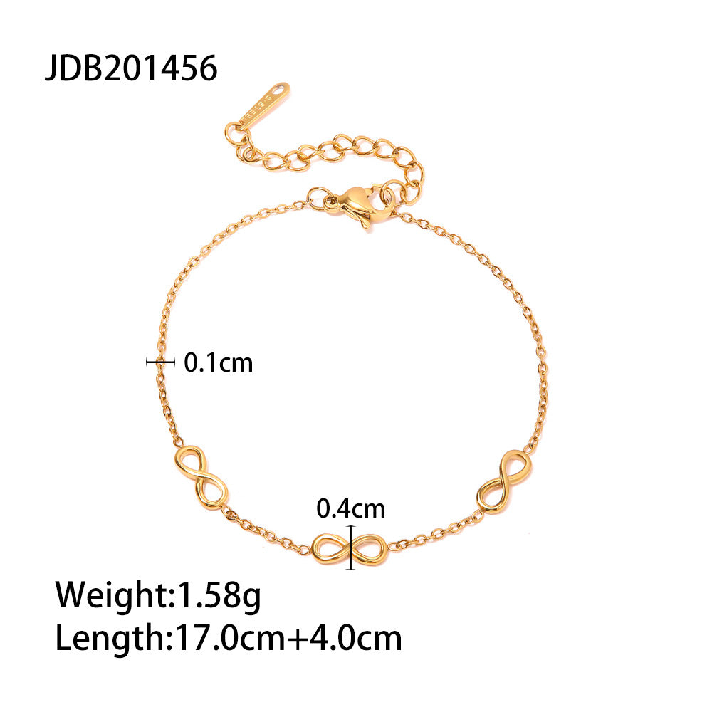 5pcs New Fashion Bracelet 18K Gold Plated Infinite Symbol Fine Stainless Steel Bracelet Jewelry