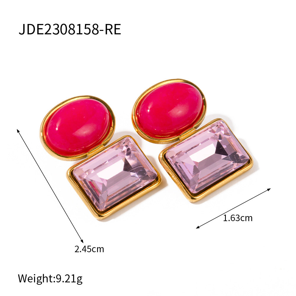 5pcs Titanium Steel Double-Layer Earrings Earrings Stud New Fashion Temperament Niche Design Women's High-Grade Earrings