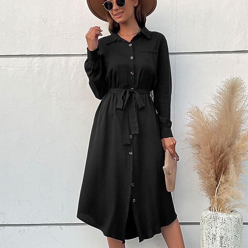 New Autumn And Winter New Women's Long-Sleeved Black Dress Long High-Level Sense