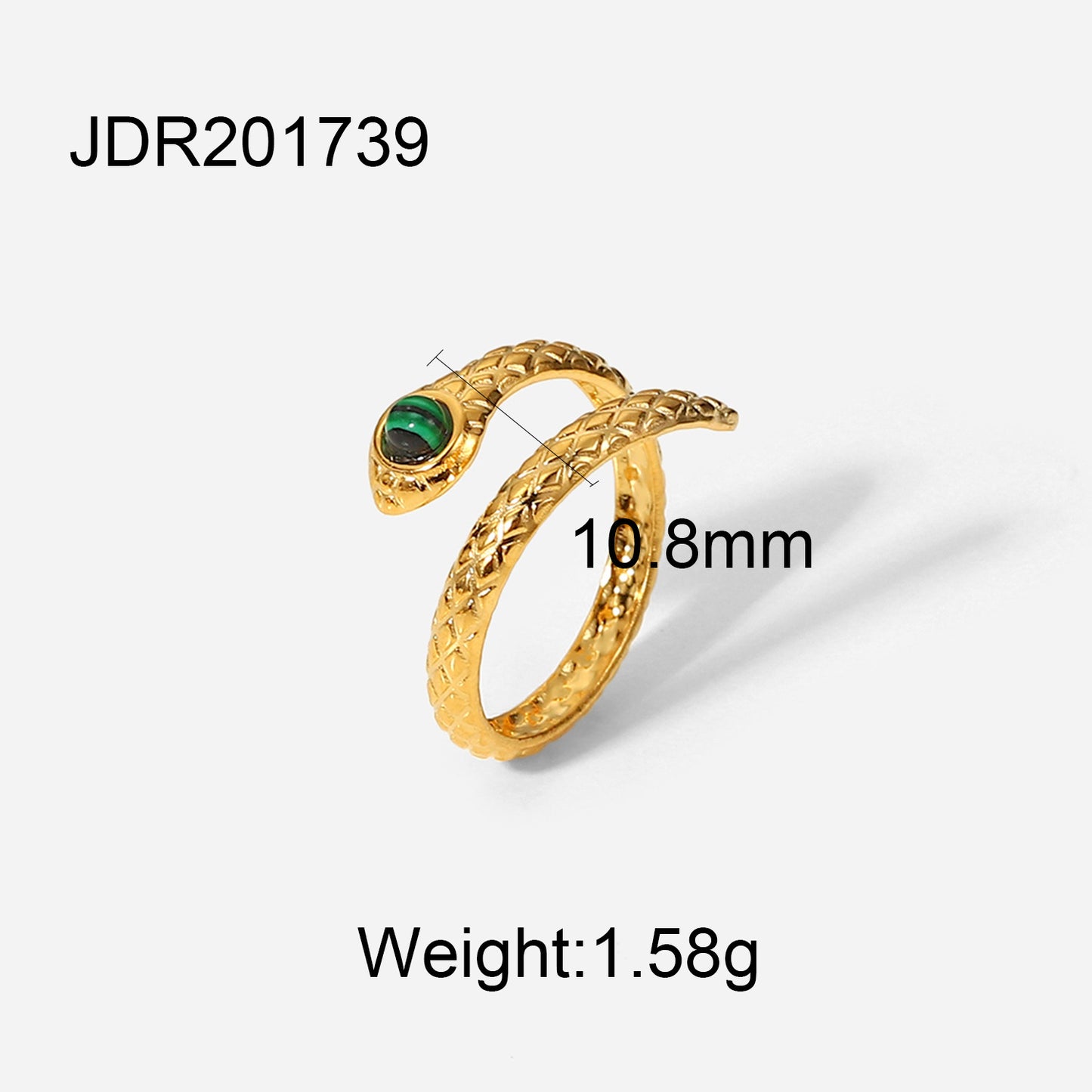 5pcs New 18K Gold Plated Stainless Steel Snake Ring Jewelry Charm Malachite Snake Open Ring Ring Ring For Women