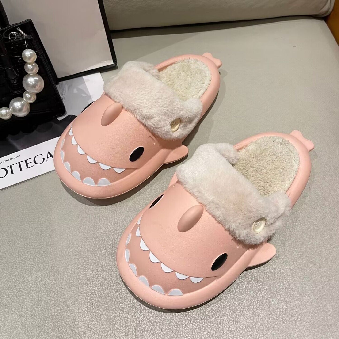 Lovely Cotton Slippers Autumn And Winter Indoor Warm Couple Female Slippers Shark Can Be Dismantled And Washed