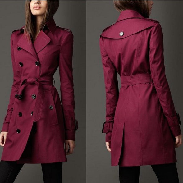 Spring And Autumn Coat Women's Long Coat Fashion Trend Double Breasted Slim Long Trench Coat