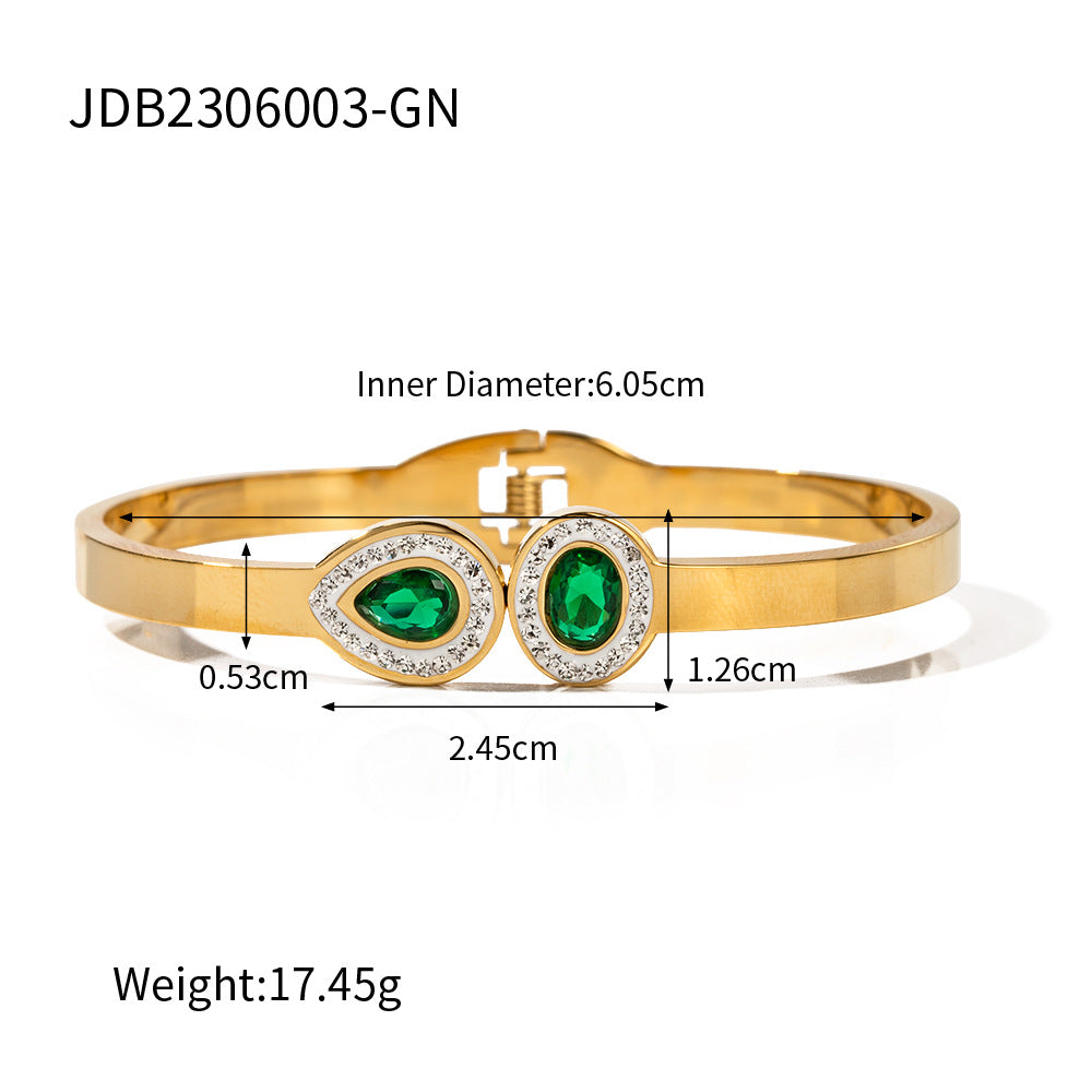 5pcs Titanium Steel Women's Bracelet 18K Gold Stainless Steel Vacuum Plating Inlaid Circular Zircon Bracelet