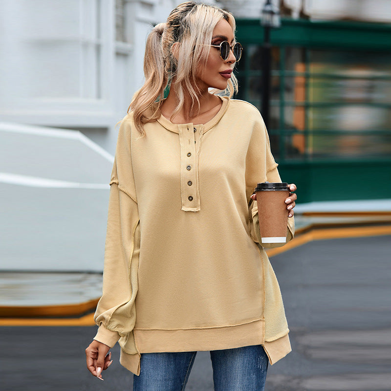 Autumn And Winter New Solid Color Loose Pullover Women Casual Full Shoulder Long Sleeve Hoodie Women