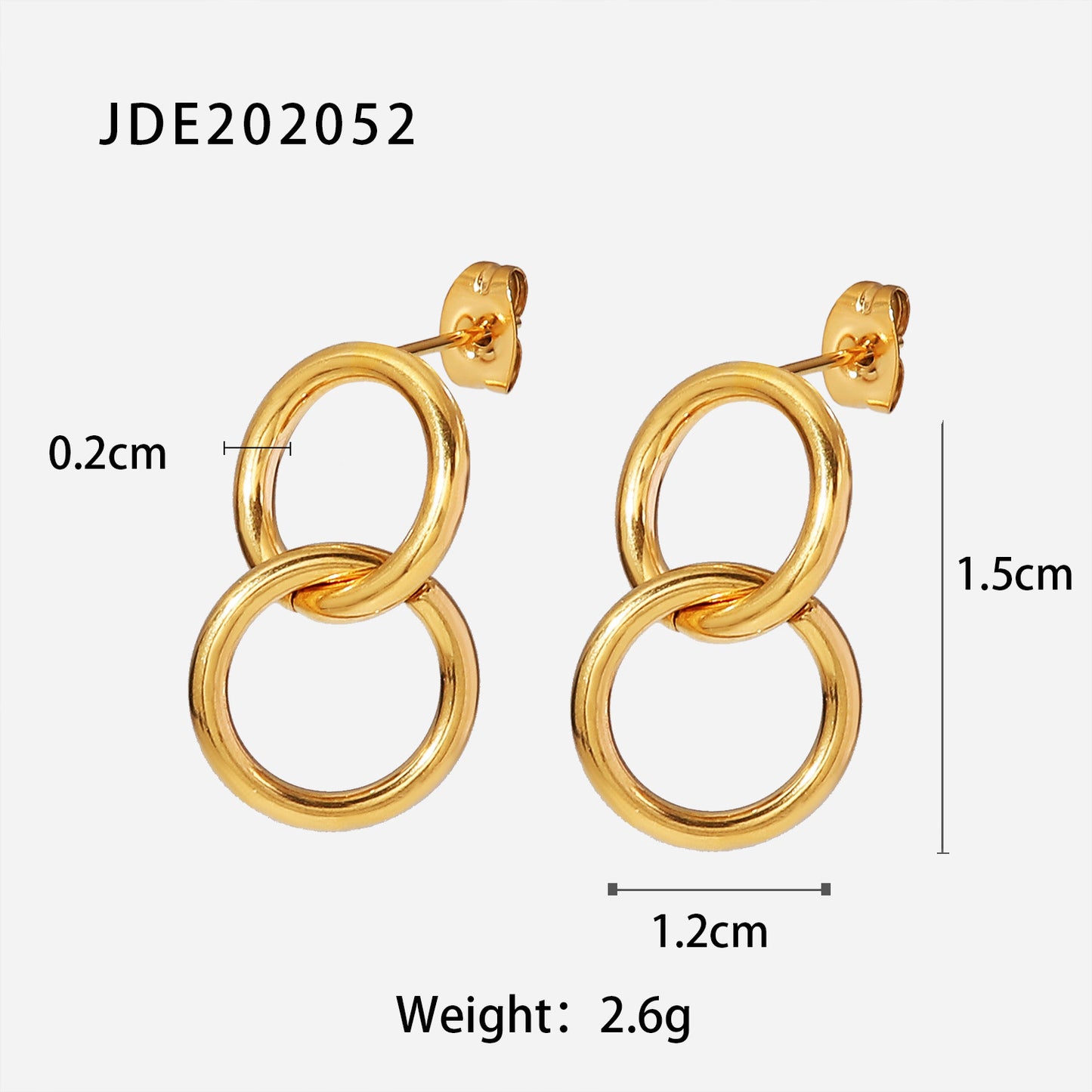 5pcs New 18K Gold Stainless Steel Earrings Fashion Style Hollow Ring Pendant Earrings Women's Titanium Steel Jewelry