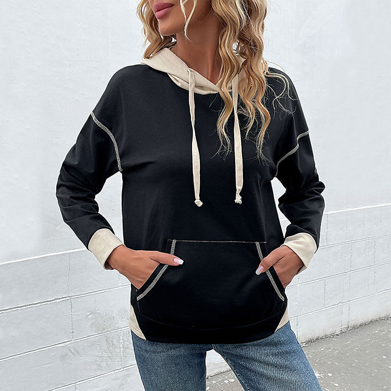 New Women's Long-Sleeved Color Collocation Autumn Hoodie Woman