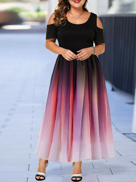 Party Dress Dress Slim Sexy Gradient Off-Shoulder Plus Size Women's Dress Long Skirt