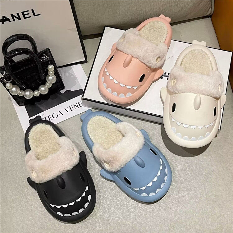 Lovely Cotton Slippers Autumn And Winter Indoor Warm Couple Female Slippers Shark Can Be Dismantled And Washed