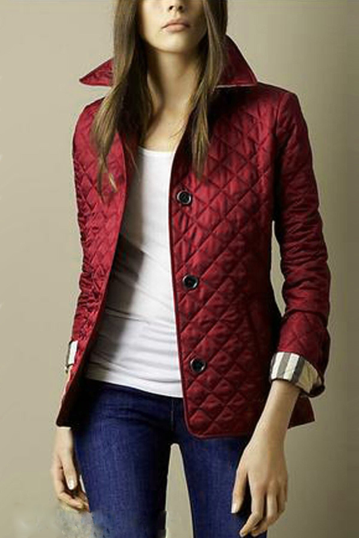 Popular Fashion Temperament Lapel Single-Breasted Slim-Fit Warm Spun Cotton Jacket