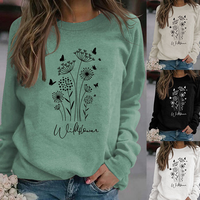 Wildflower Butterfly Letter Print Loose Casual Fall/Winter Long Sleeve Ebay Plus Size Hoodie