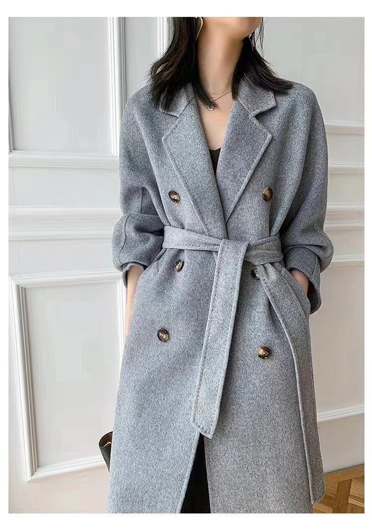 Loose Version Type Wall Plate Double Row Plus Long Hand-Made Double-Sided Wool Coat Coat Female