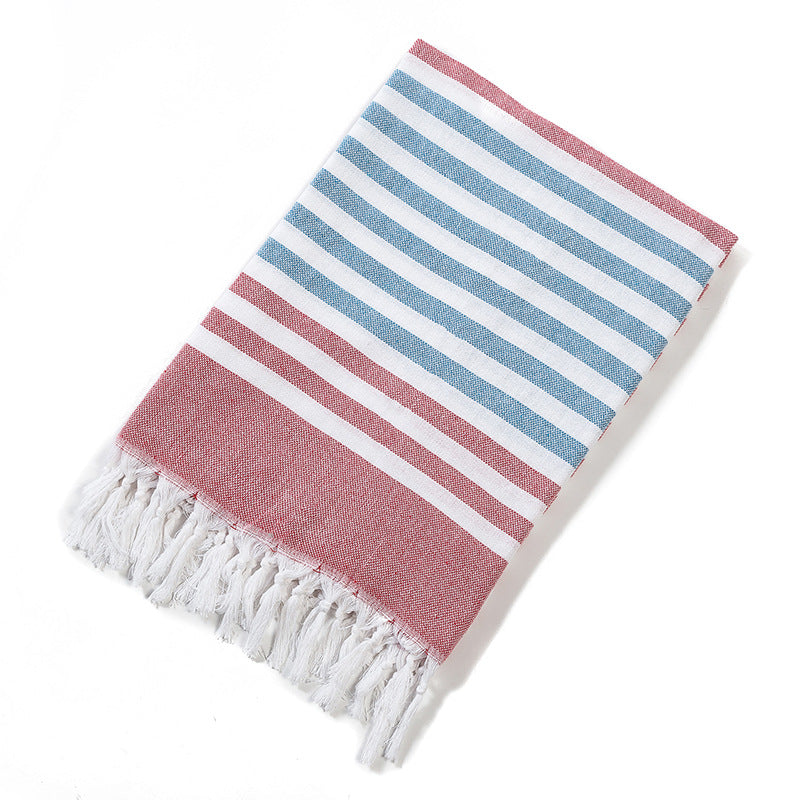 New Turkish Color Bath Towel Tassel Striped Yarn-Dyed Beach Towel Cotton Children's Towel Can Be Customized