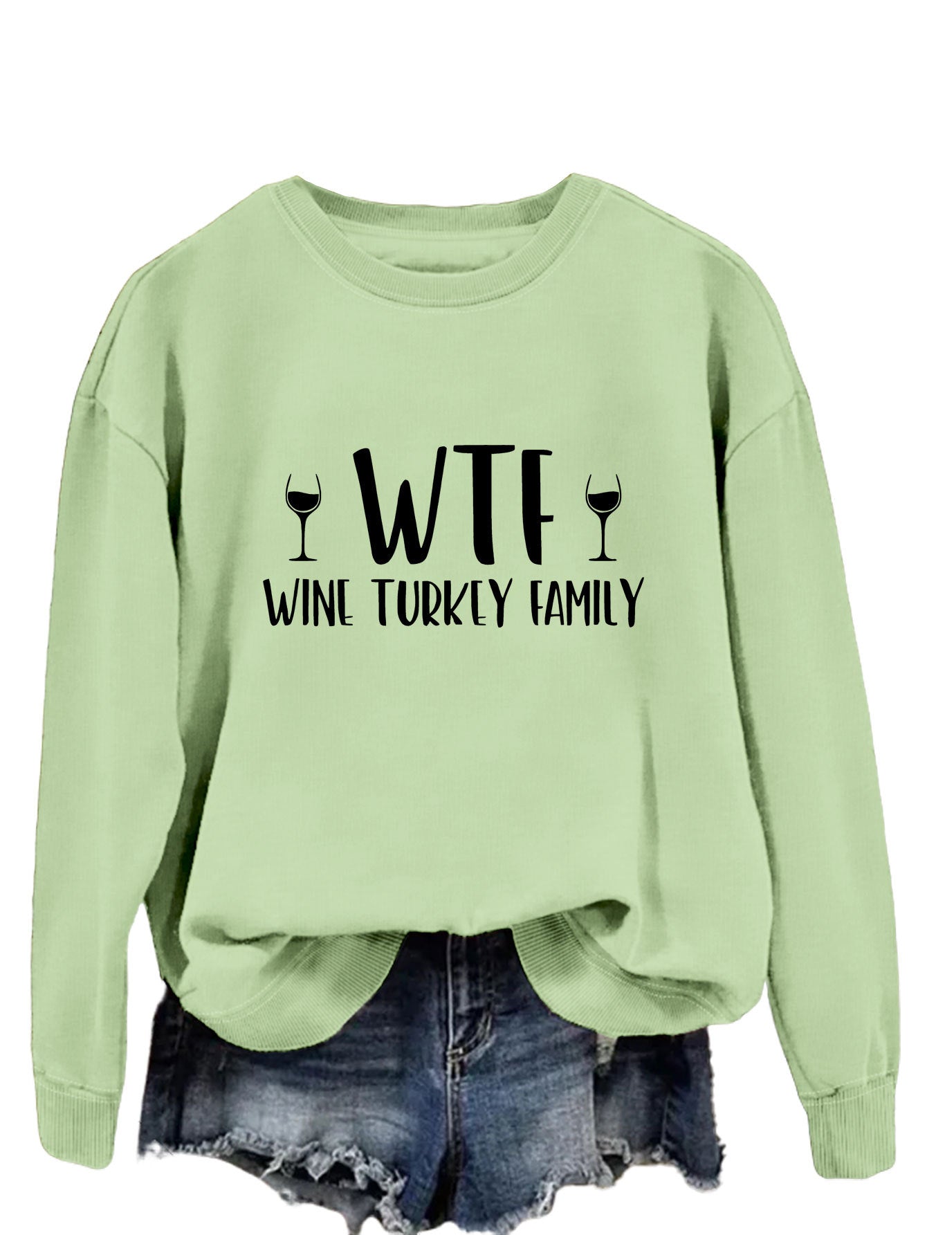 New Autumn And Winter Wtf Wine Turkey Family Hoodie Fashion Women's Long Sleeve Shirt