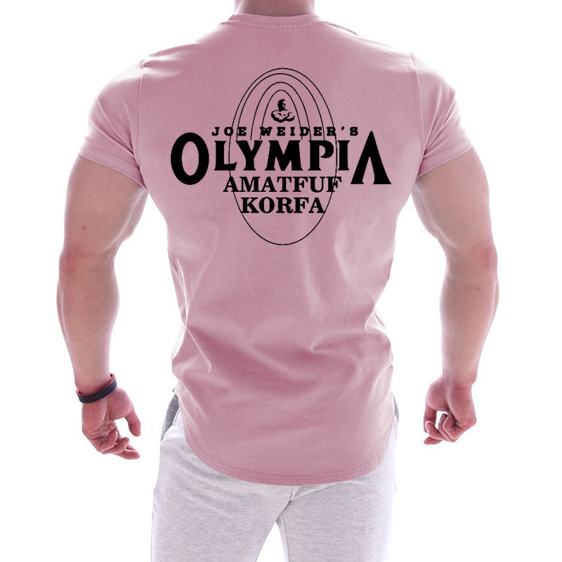 Outdoor Sports Quick Dry Round Neck T-Shirt Large Size Printed Men Short Sleeve Loose Running Fitness