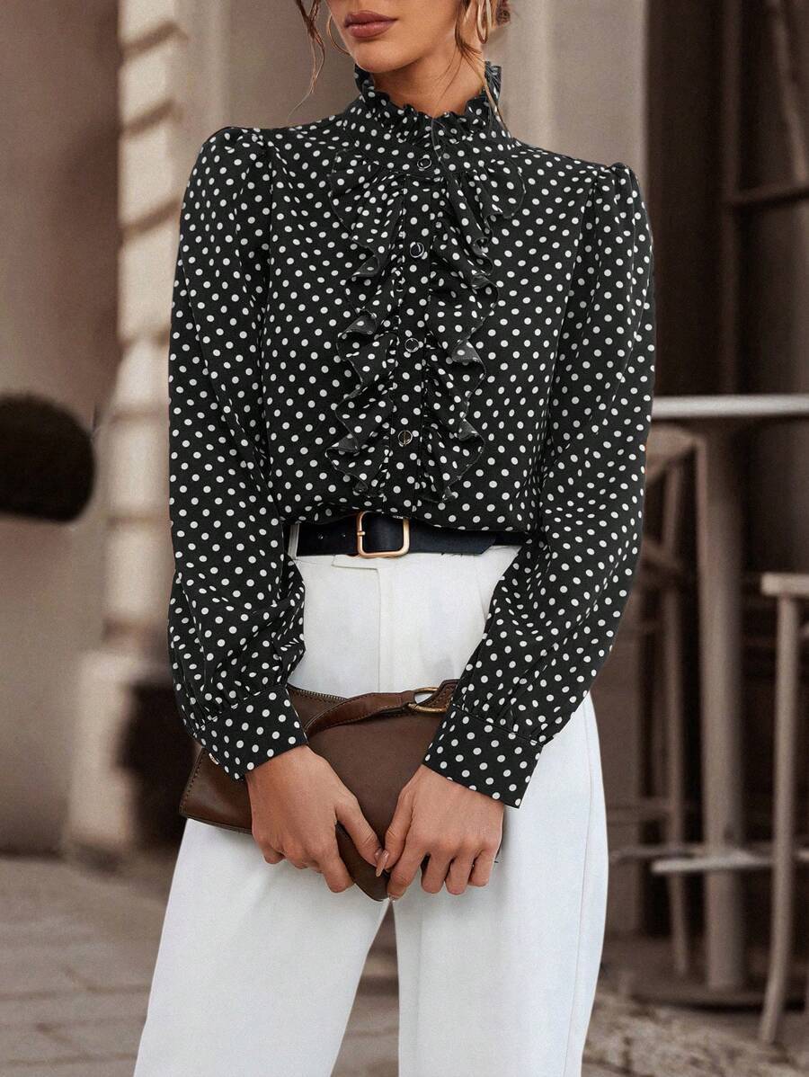 Early Spring Sweet Chic Blouse Lace Collar Fashion Shirt Women's Niche Long-Sleeved Shirt