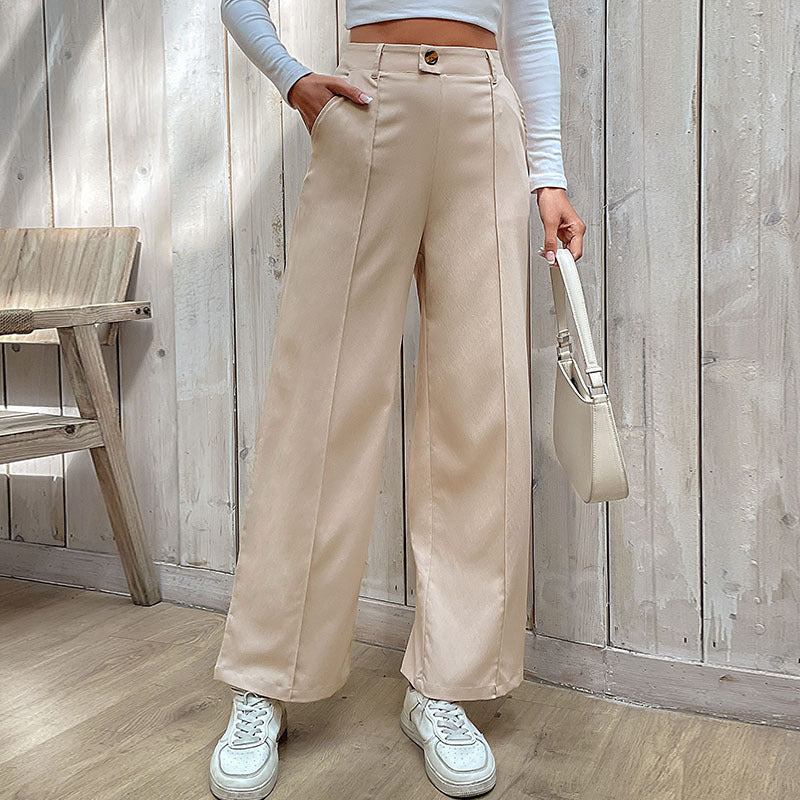 New Spring And Autumn Women's Casual Pants Splicing Commuter Wind Wide-Leg Pants