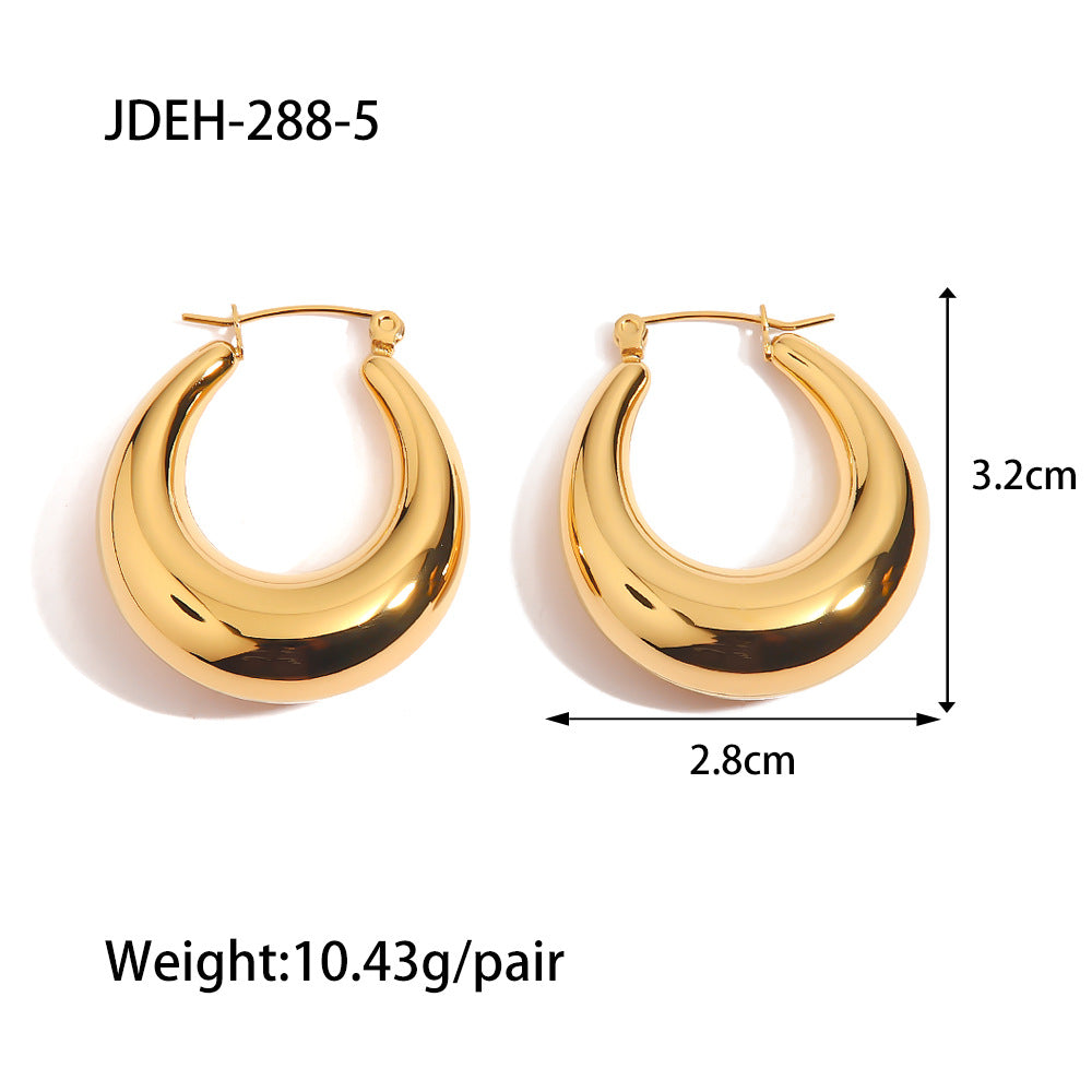 5pcs Fashion Temperament Circle Hollow Earrings Superior Sense Simple Titanium Steel Earrings For Women