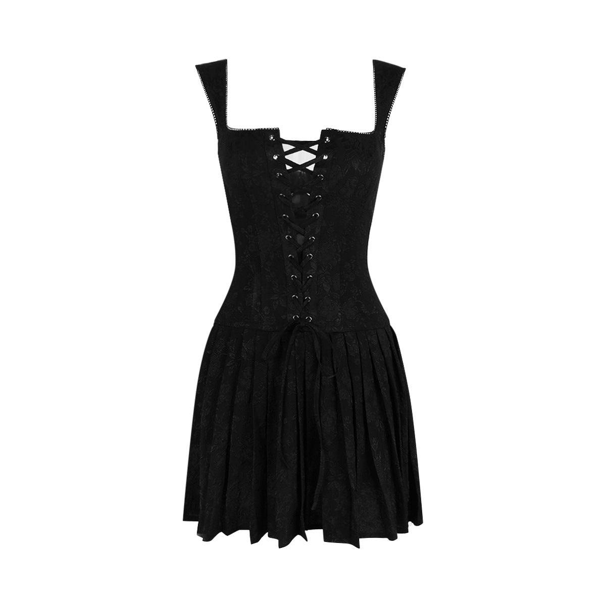 Spice Girls Wear A Backless Black Halter Dress With Women's Vintage Lace-Up Embroidered Skinny Skirt