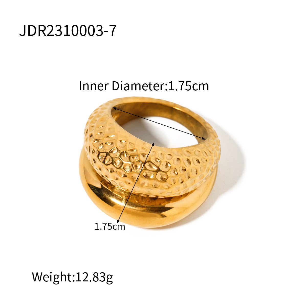 5pcs 18K Gold Stainless Steel Double Hammer Smooth Ring Titanium Steel Ring New Hand Decoration