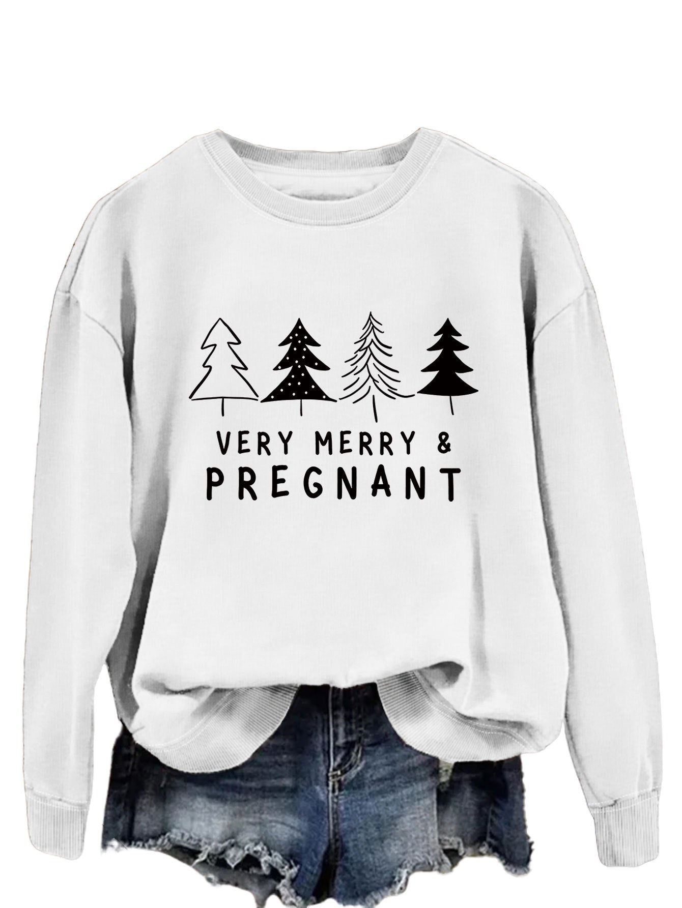 Very Merry Pregnant Long Sleeve Hoodie Fashion Long Sleeve Top Woman