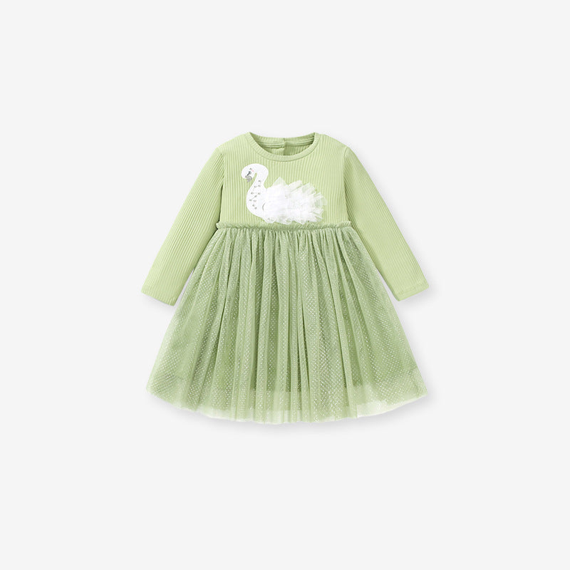 Long Sleeve Mesh Girls' Dress Fall Children's Dress Family Children's Dress