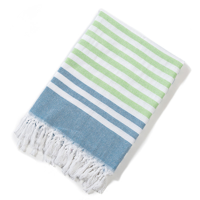 New Turkish Color Bath Towel Tassel Striped Yarn-Dyed Beach Towel Cotton Children's Towel Can Be Customized